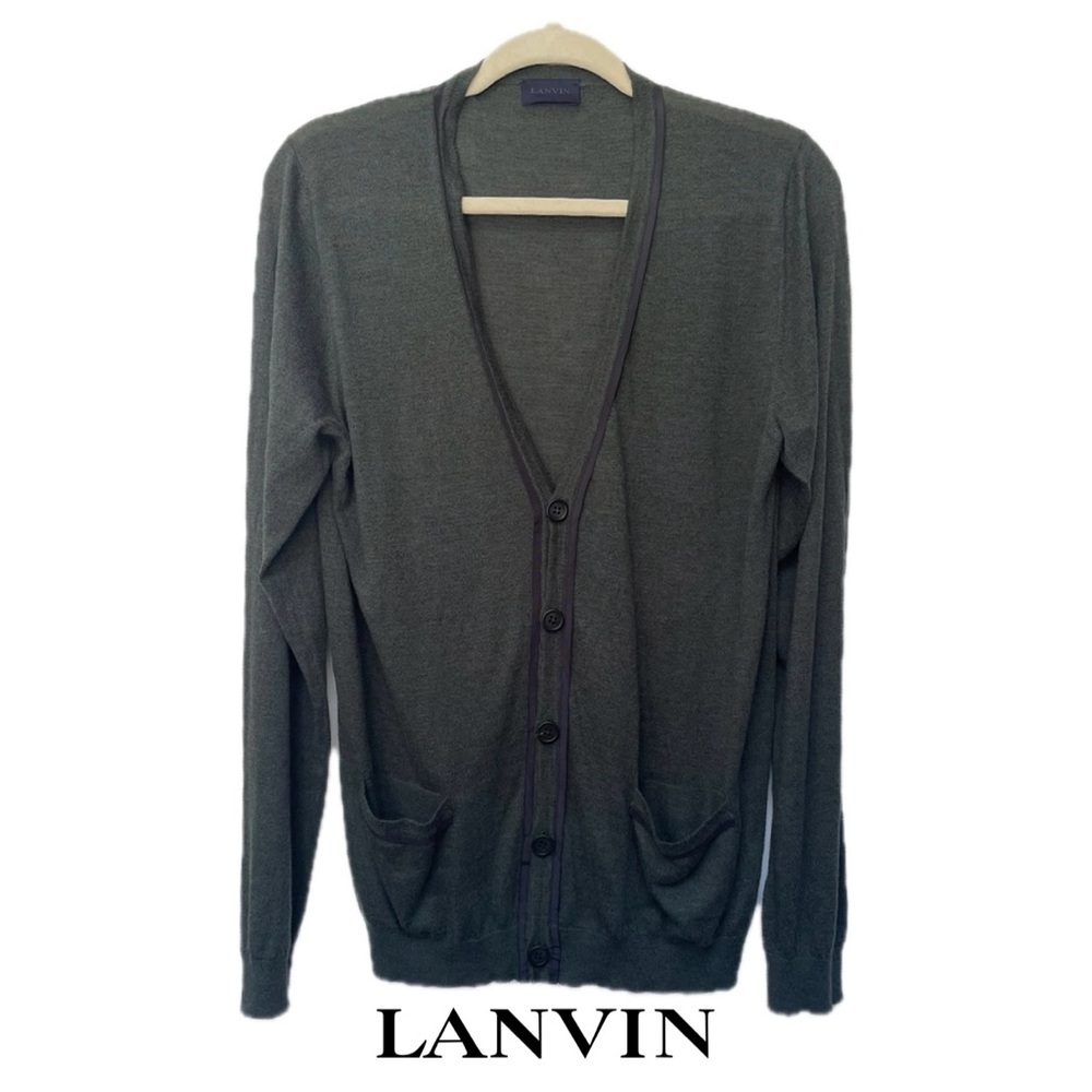 Lanvin Green Cardigan Sweater Extrafine Merino Wool. Size XS.
